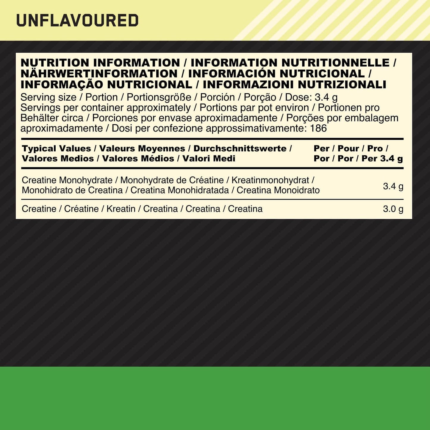 Optimum Nutrition Mikronisiertes Kreatin-Pulver, 100% Reines Kreatin-Monohydrat, Ohne Geschmack, 186 Portionen, 634 G