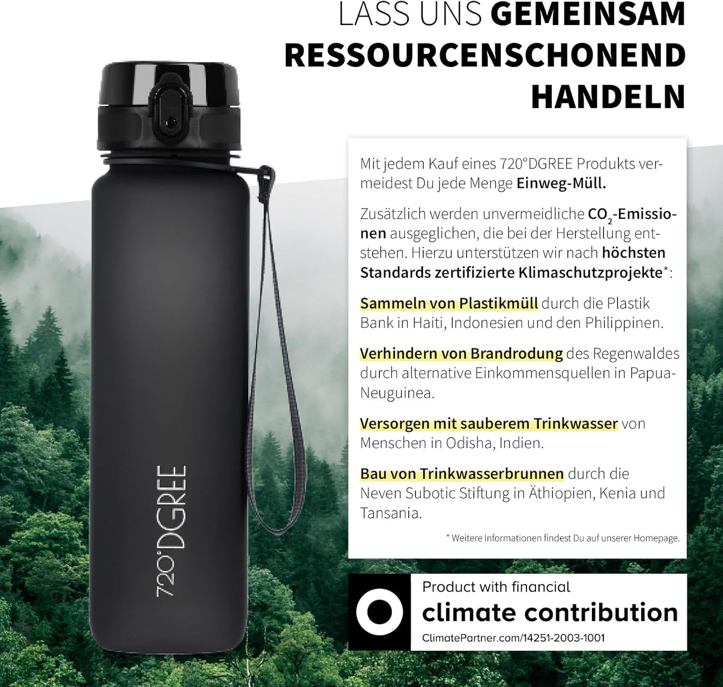 720°DGREE Trinkflasche 1L Sport “Uberbottle“ Softtouch +Sieb - Bpa-Frei - Wasserflasche Für Uni, Arbeit, Fitness, Fahrrad, Outdoor, Job - Sportflasche Aus Tritan - Leicht, Stoßfest, Wiederverwendbar