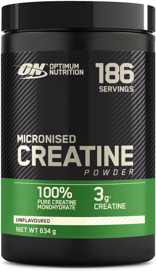 Optimum Nutrition Mikronisiertes Kreatin-Pulver, 100% Reines Kreatin-Monohydrat, Ohne Geschmack, 186 Portionen, 634 G