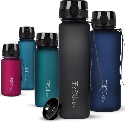 720°DGREE Trinkflasche 1L Sport “Uberbottle“ Softtouch +Sieb - Bpa-Frei - Wasserflasche Für Uni, Arbeit, Fitness, Fahrrad, Outdoor, Job - Sportflasche Aus Tritan - Leicht, Stoßfest, Wiederverwendbar