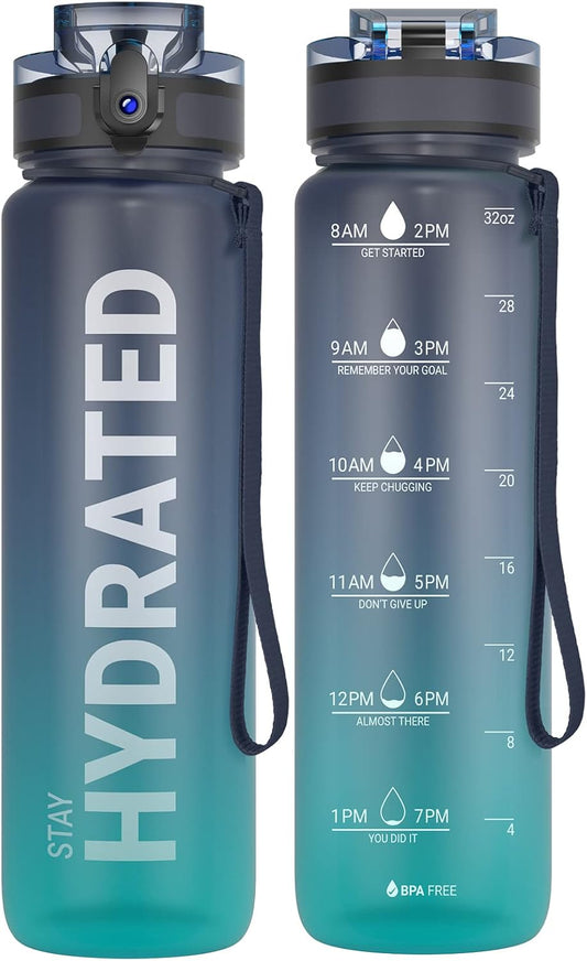 Sahara Sailor Trinkflasche, Bpa-Frei Tritan, 1L/500ML/750ML Auslaufsicher Trinkflasche Mit Zeitmarkierung Für Gym, Sport, Outdoor, Schule, Job